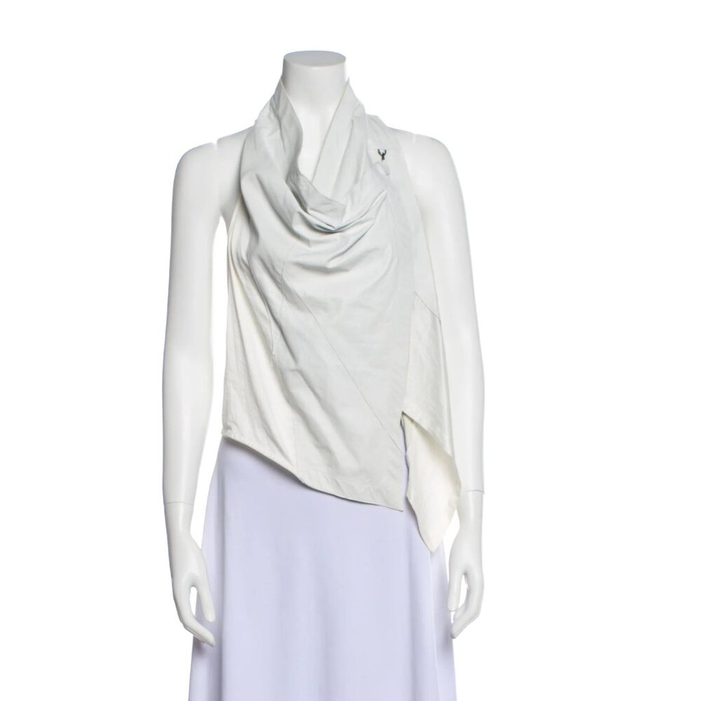 Helmut Lang White Sleeveless Cowl Neck Top Sz S